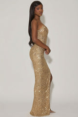 Embellished Corset Gown in Gold
