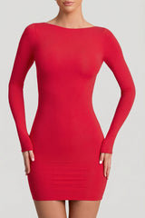 Open-Back Bodycon Mini Dress in Cherry Red