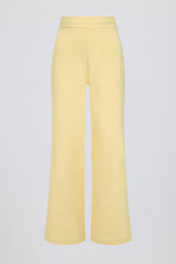 Ribbed Knit Wide-Leg Joggers in Lemon