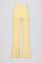 Ribbed Knit Wide-Leg Joggers in Lemon