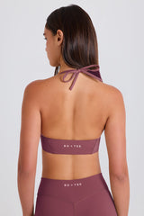 Four-Way Stretch Scoop-Neck Halterneck Sports Bra in Acai